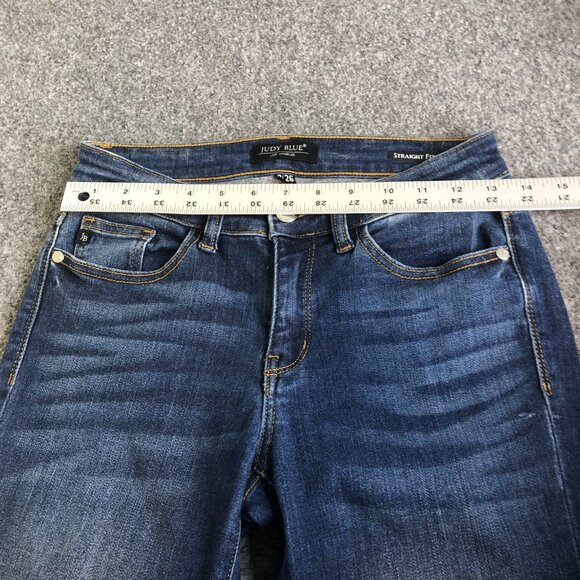 Judy Blue Jeans Womens 3/26 Blue Straight Fit Denim Stretch Mid Rise Comfy 26x30 - Picture 6 of 12